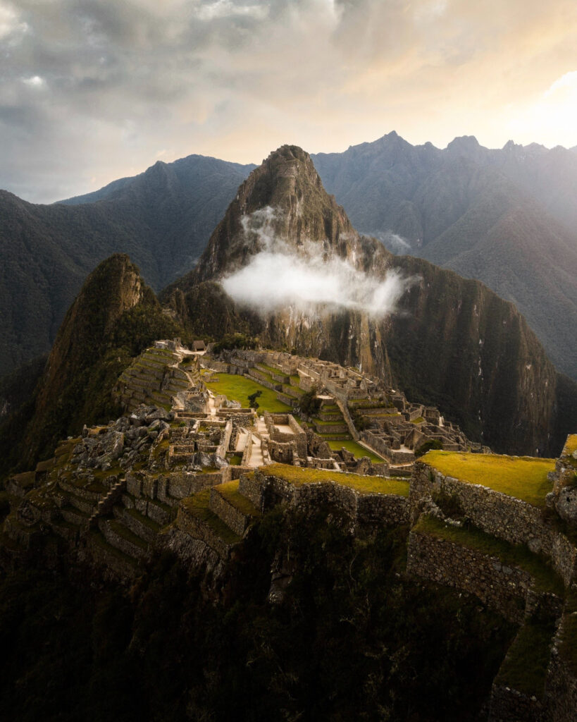 an aerial photo of the mountain tops around machupical incana