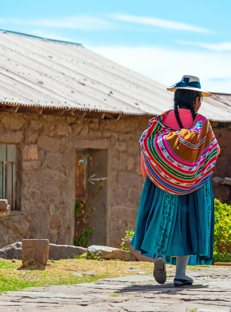 quechua woman, titicaca lake, peru